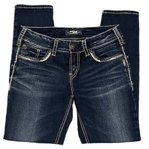 Women’s Silver Suki Skinny Jeans Sz 29/29 Dark Wash Indigo Western Glove Works